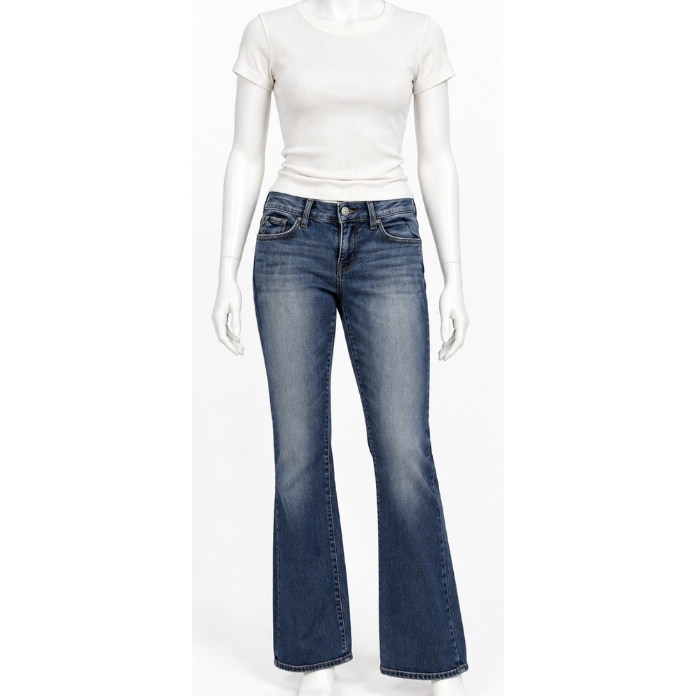 BUCKLE Women's Black Buckle Blue Denim Flare Jeans 26x32 Midrise